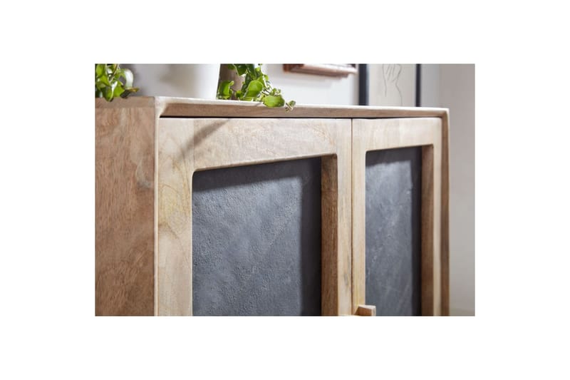 Skjenk Wohnling Massivt tre 80 cm 3D kant steinoptikk front 2 dører moderne - Møbler - Bord - Avlastningsbord & sidobord - Konsollbord & gangbord
