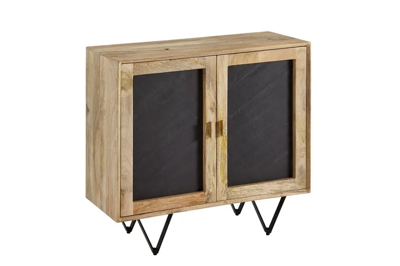 Skjenk Wohnling Massivt tre 80 cm 3D kant steinoptikk front 2 dører moderne