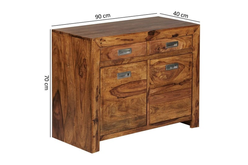 Skjenk Wohnling Massivt tre 90 cm 2 dører 2 skuffer landlig stil - Oppbevaring - Oppbevaringsmøbler - Sideboard & skjenk