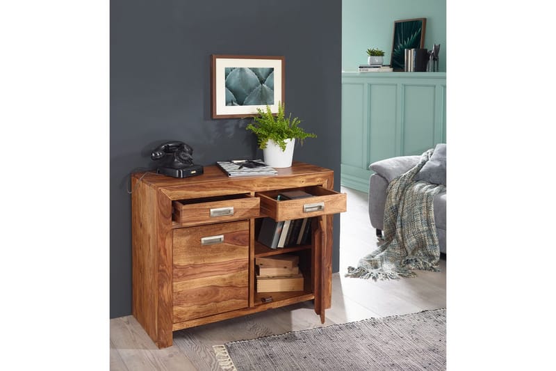 Skjenk Wohnling Massivt tre 90 cm 2 dører 2 skuffer landlig stil - Møbler - Bord - Avlastningsbord & sidobord - Konsollbord & gangbord