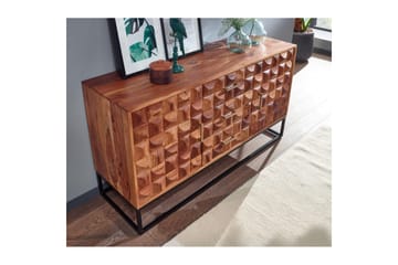 Skjenk Wohnling Massivt treverk design front 145 cm med 2 dører 3 skuffer industriell - Møbler - Bord - Avlastningsbord & sidobord - Konsollbord & gangbord