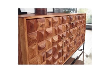 Skjenk Wohnling Massivt treverk design front 145 cm med 2 dører 3 skuffer industriell - Møbler - Bord - Avlastningsbord & sidobord - Konsollbord & gangbord