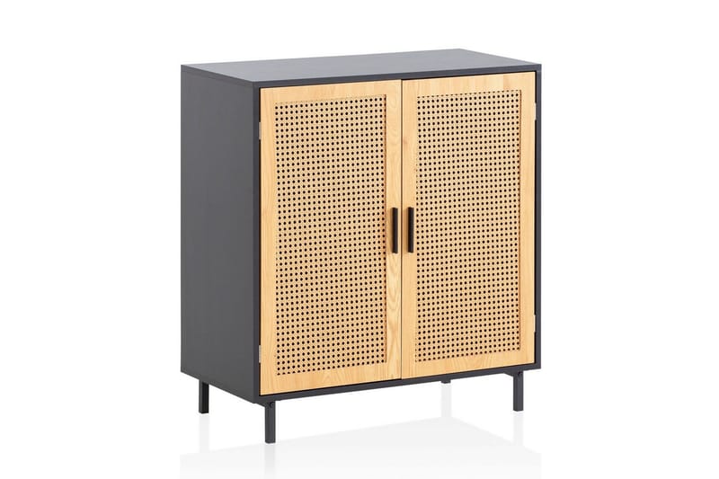 Skjenk Wohnling Melaminbelagt MDF 80 cm 2 dører med flettverk i Wieners stil moderne - Møbler - Bord - Avlastningsbord & sidobord - Konsollbord & gangbord