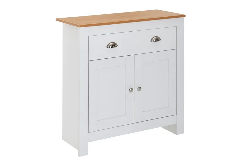 Skjenk Wohnling Melaminbelagt sponplate tofarget eik/hvit 2 dører 2 skuffer moderne