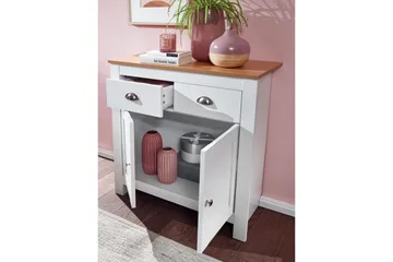 Skjenk Wohnling Melaminbelagt sponplate tofarget eik/hvit 2 dører 2 skuffer moderne - Oppbevaring - Oppbevaringsmøbler - Sideboard & skjenk