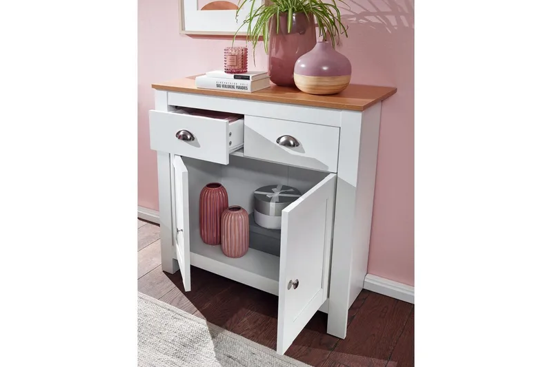 Skjenk Wohnling Melaminbelagt sponplate tofarget eik/hvit 2 dører 2 skuffer moderne - Oppbevaring - Oppbevaringsmøbler - Sideboard & skjenk