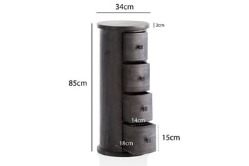 Skjenk Wohnling Rundt heltre landstil Svart, 4 skuffer - Svart, 4 skuffer - Møbler - Bord - Avlastningsbord & sidobord - Konsollbord & gangbord