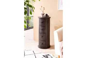 Skjenk Wohnling Rundt heltre landstil Svart, 4 skuffer - Svart, 4 skuffer - Møbler - Bord - Avlastningsbord & sidobord - Konsollbord & gangbord