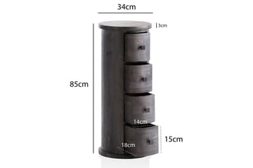 Skjenk Wohnling Rundt heltre landstil Svart, 4 skuffer - Svart, 4 skuffer - Møbler - Bord - Avlastningsbord & sidobord - Konsollbord & gangbord