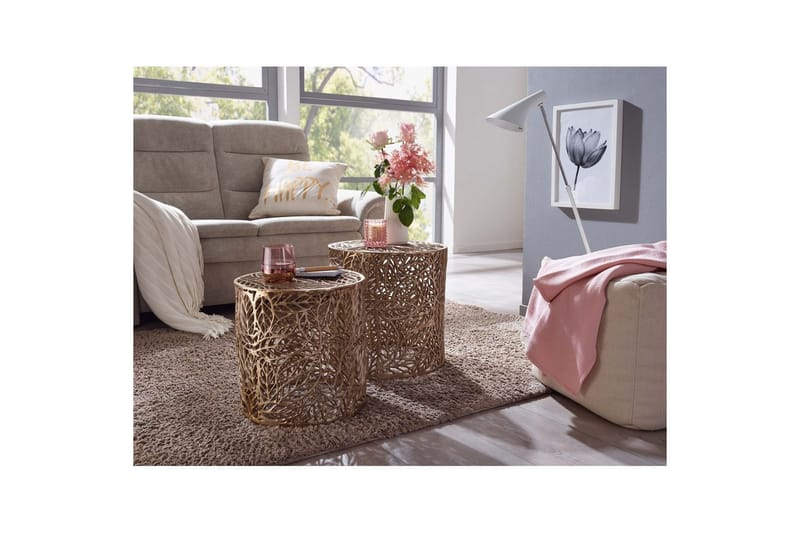 Sofabord Wohnling Sett av 2 Aluminium Støpt Sylinder Optikk Håndlaget Moderne - Møbler - Bord - Avlastningsbord & sidobord - Lampebord & sidebord
