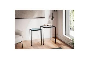 Sofabord Wohnling Sett med 2 firkantet glass med tynne metallben i moderne stil - Møbler - Bord - Avlastningsbord & sidobord - Settbord