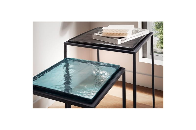 Sofabord Wohnling Sett med 2 firkantet glass med tynne metallben i moderne stil - Møbler - Bord - Avlastningsbord & sidobord - Settbord