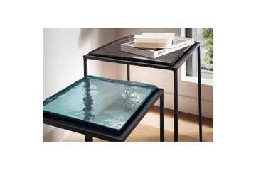 Sofabord Wohnling Sett med 2 firkantet glass med tynne metallben i moderne stil - Møbler - Bord - Avlastningsbord & sidobord - Settbord