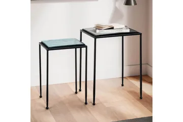 Sofabord Wohnling Sett med 2 firkantet glass med tynne metallben i moderne stil - Møbler - Bord - Avlastningsbord & sidobord - Settbord