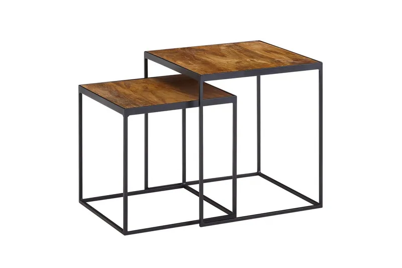 Sofabord Wohnling Sett med 2 massive treverk med metallben i moderne stil