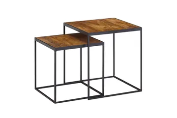 Sofabord Wohnling Sett med 2 massive treverk med metallben i moderne stil - Møbler - Bord - Avlastningsbord & sidobord - Settbord