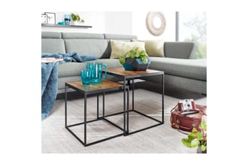 Sofabord Wohnling Sett med 2 massive treverk med metallben i moderne stil - Møbler - Bord - Avlastningsbord & sidobord - Lampebord & sidebord