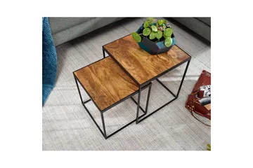 Sofabord Wohnling Sett med 2 massive treverk med metallben i moderne stil - Møbler - Bord - Avlastningsbord & sidobord - Settbord