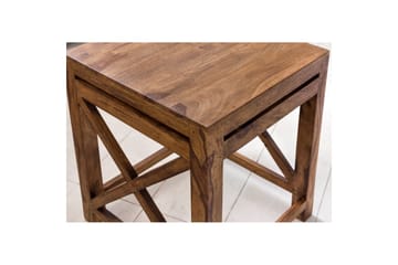 Sofabord Wohnling Sett med 2 massive treverk med X-ramme i landlig stil - Møbler - Bord - Avlastningsbord & sidobord - Lampebord & sidebord