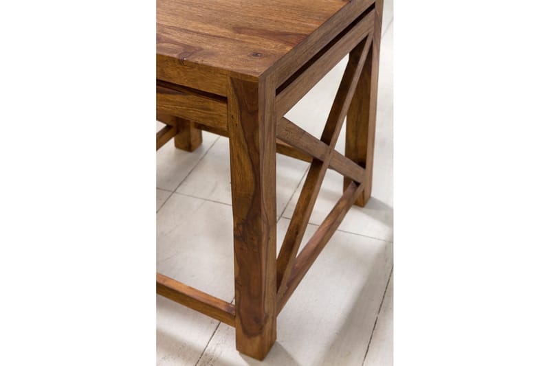 Sofabord Wohnling Sett med 2 massive treverk med X-ramme i landlig stil - Møbler - Bord - Avlastningsbord & sidobord - Lampebord & sidebord