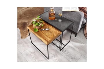 Sofabord Wohnling Sett med 2 Massivt Tre Brettstil Steinoptikk Industriell - Møbler - Bord - Avlastningsbord & sidobord - Lampebord & sidebord