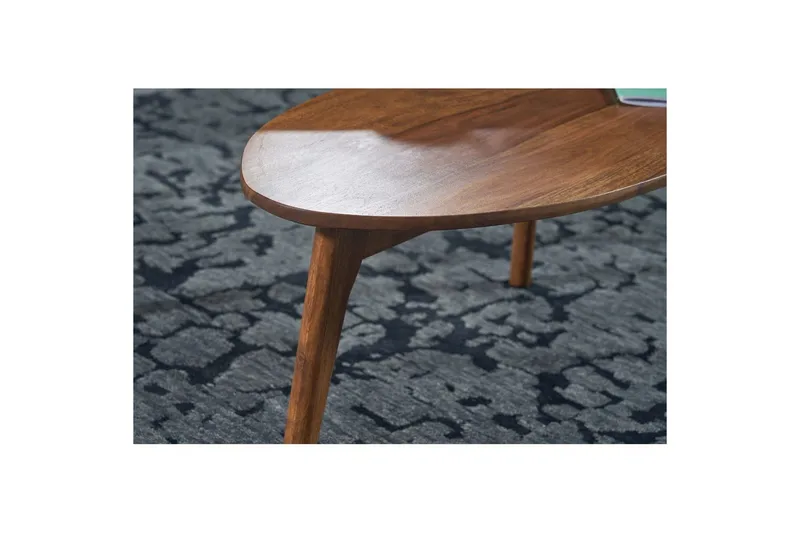 Sofabord Wohnling Sett med 2 nyreformet, massivt treverk, treben i landlig stil mørkebrun - mørkebrun - Møbler - Bord - Avlastningsbord & sidobord - Settbord