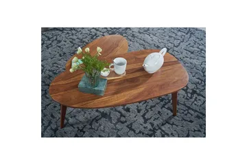 Sofabord Wohnling Sett med 2 nyreformet, massivt treverk, treben i landlig stil mørkebrun - mørkebrun - Møbler - Bord - Avlastningsbord & sidobord - Settbord