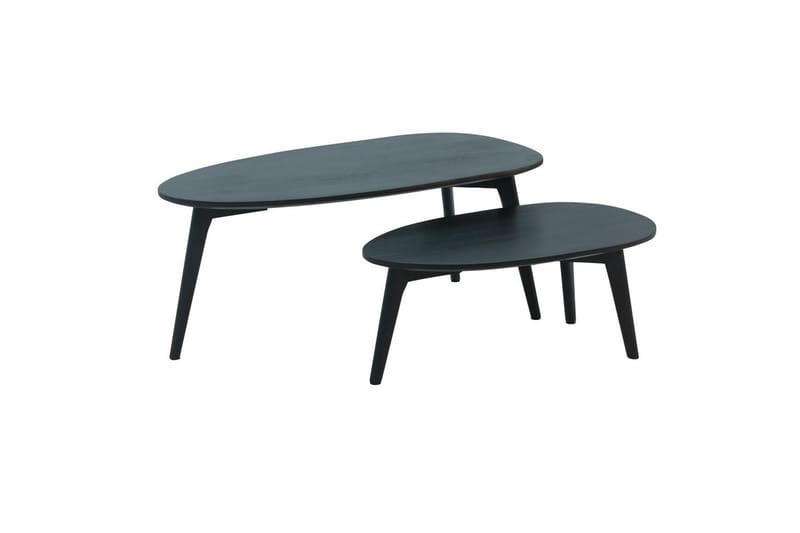 Sofabord Wohnling Sett med 2 nyreformet, massivt treverk, treben i landlig stil Svart - Svart - Møbler - Bord - Avlastningsbord & sidobord - Settbord