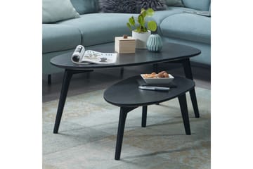Sofabord Wohnling Sett med 2 nyreformet, massivt treverk, treben i landlig stil Svart - Svart - Møbler - Bord - Avlastningsbord & sidobord - Settbord