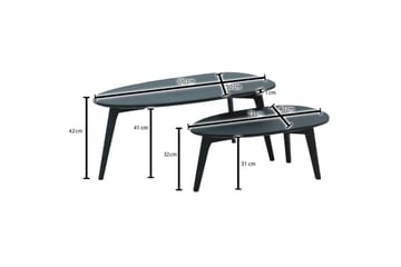 Sofabord Wohnling Sett med 2 nyreformet, massivt treverk, treben i landlig stil Svart - Svart - Møbler - Bord - Avlastningsbord & sidobord - Settbord
