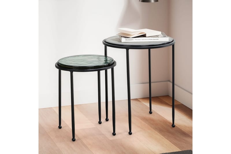 Sofabord Wohnling Sett med 2 runde glass tynne metallben moderne - Møbler - Bord - Avlastningsbord & sidobord - Lampebord & sidebord