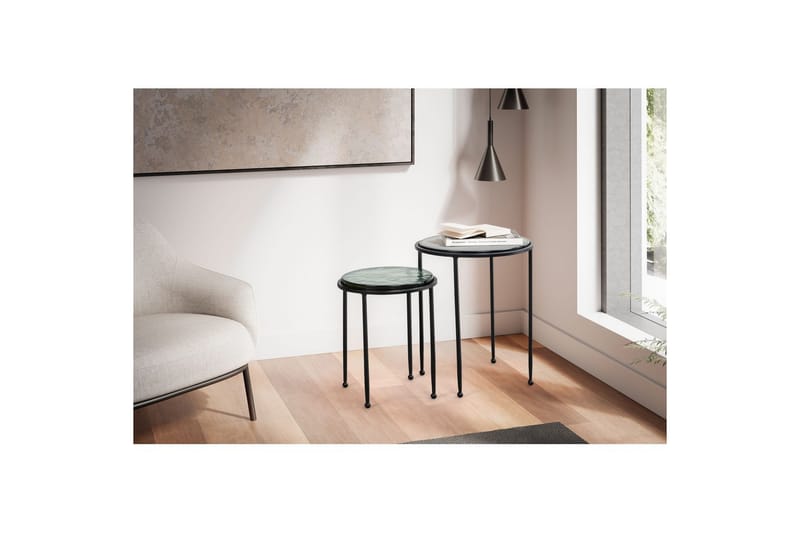 Sofabord Wohnling Sett med 2 runde glass tynne metallben moderne - Møbler - Bord - Avlastningsbord & sidobord - Lampebord & sidebord