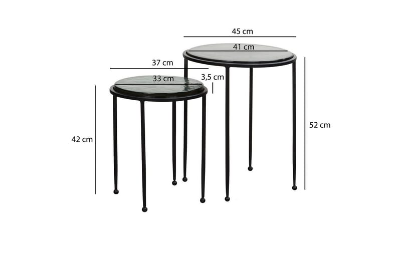 Sofabord Wohnling Sett med 2 runde glass tynne metallben moderne - Møbler - Bord - Avlastningsbord & sidobord - Lampebord & sidebord
