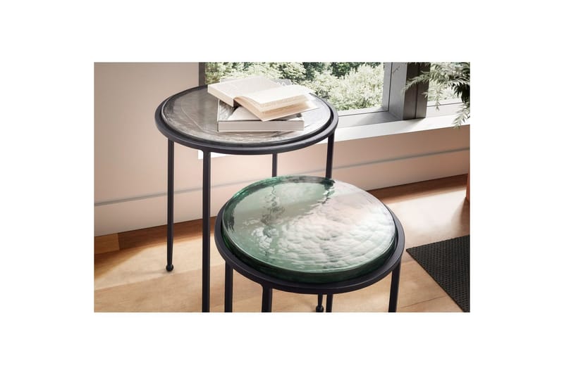 Sofabord Wohnling Sett med 2 runde glass tynne metallben moderne - Møbler - Bord - Avlastningsbord & sidobord - Lampebord & sidebord