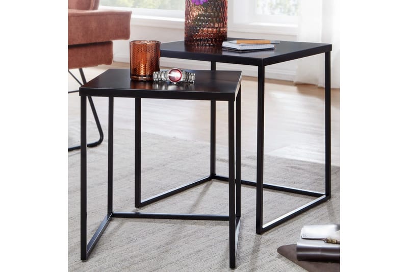 Sofabord Wohnling Sett med 2 pulverlakkert metall med metallben moderne - Møbler - Bord - Avlastningsbord & sidobord - Settbord