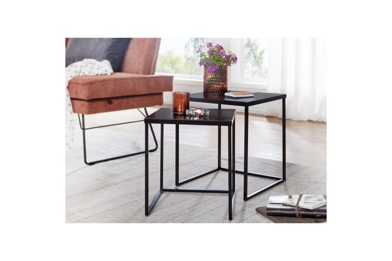Sofabord Wohnling Sett med 2 pulverlakkert metall med metallben moderne - Møbler - Bord - Avlastningsbord & sidobord - Settbord