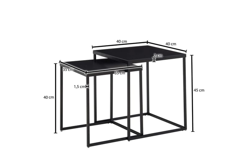 Sofabord Wohnling Sett med 2 pulverlakkert metall med metallben moderne - Møbler - Bord - Avlastningsbord & sidobord - Settbord