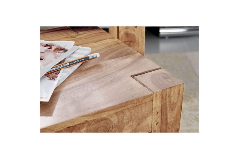 Sofabord Wohnling Sett med 3 bord i heltre, 4 bein, landlig stil Akasie - Akasie - Møbler - Bord - Avlastningsbord & sidobord - Settbord