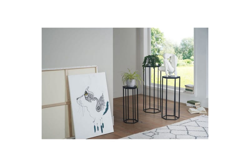 Sofabord Wohnling Sett med 3 massivt tre blomsterbord sett industriell - Møbler - Bord - Avlastningsbord & sidobord - Blomsterbord