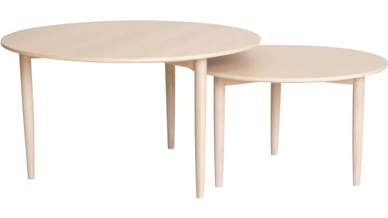 Sofabordsett Ravik Ø90/Ø70 cm - Hvitpigmentert - Møbler - Bord - Avlastningsbord & sidobord - Settbord
