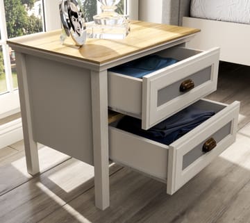 Solena Nattbord 60 cm - Krem, eik, grå - Møbler - Bord - Avlastningsbord & sidobord - Sengebord & nattbord