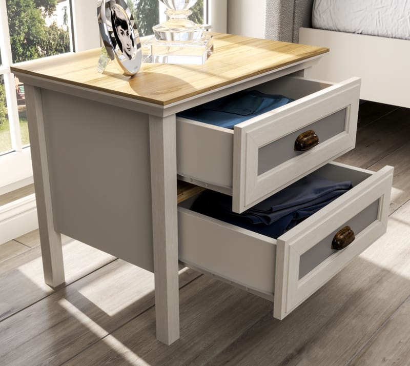 Solena Nattbord 60 cm - Krem, eik, grå - Møbler - Bord - Avlastningsbord & sidobord - Sengebord & nattbord