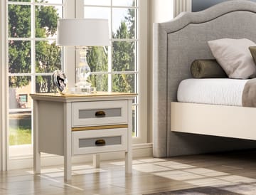 Solena Nattbord 60 cm - Krem, eik, grå - Møbler - Bord - Avlastningsbord & sidobord - Sengebord & nattbord