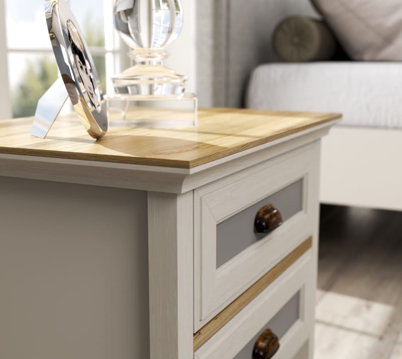 Solena Nattbord 60 cm - Krem, eik, grå - Møbler - Bord - Avlastningsbord & sidobord - Sengebord & nattbord