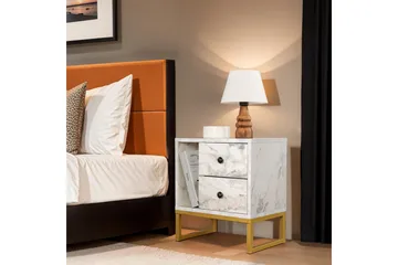 Sonali Nattbord 45 cm - Marmor/Gull - Møbler - Bord - Avlastningsbord & sidobord - Sengebord & nattbord