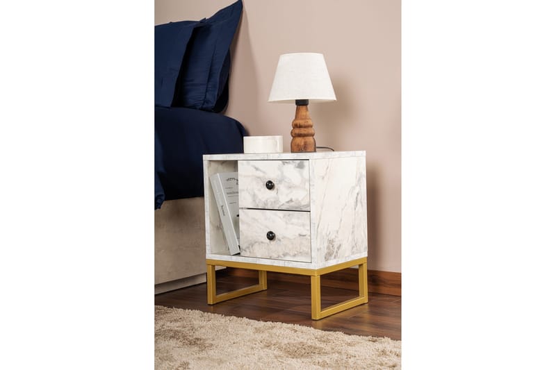 Sonali Nattbord 45 cm - Marmor/Gull - Møbler - Bord - Avlastningsbord & sidobord - Sengebord & nattbord