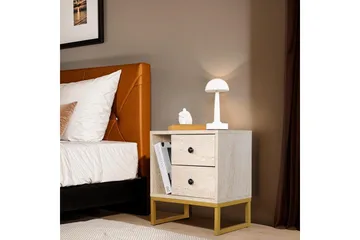 Sonali Nattbord 45 cm - Travertin/Gull - Møbler - Bord - Avlastningsbord & sidobord - Sengebord & nattbord