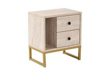 Sonali Nattbord 45 cm - Travertin/Gull - Møbler - Bord - Avlastningsbord & sidobord - Sengebord & nattbord