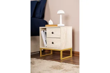 Sonali Nattbord 45 cm - Travertin/Gull - Møbler - Bord - Avlastningsbord & sidobord - Sengebord & nattbord