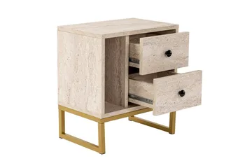 Sonali Nattbord 45 cm - Travertin/Gull - Møbler - Bord - Avlastningsbord & sidobord - Sengebord & nattbord